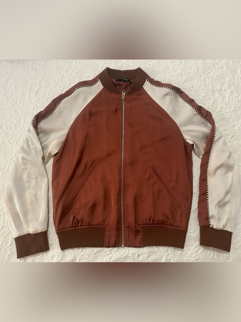 The Kooples Rust and Brown Satin-Lined Jacket